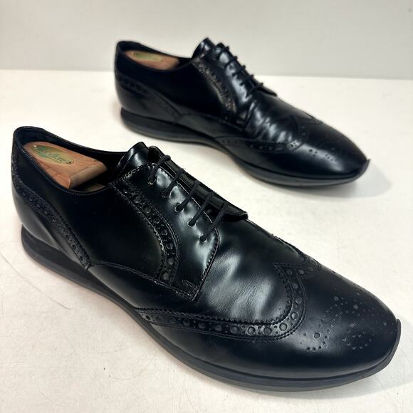 Prada Black Brushed Leather Wingtip Derby Dress Sneakers UK 9.5 EE / US 10.5 D main image 6